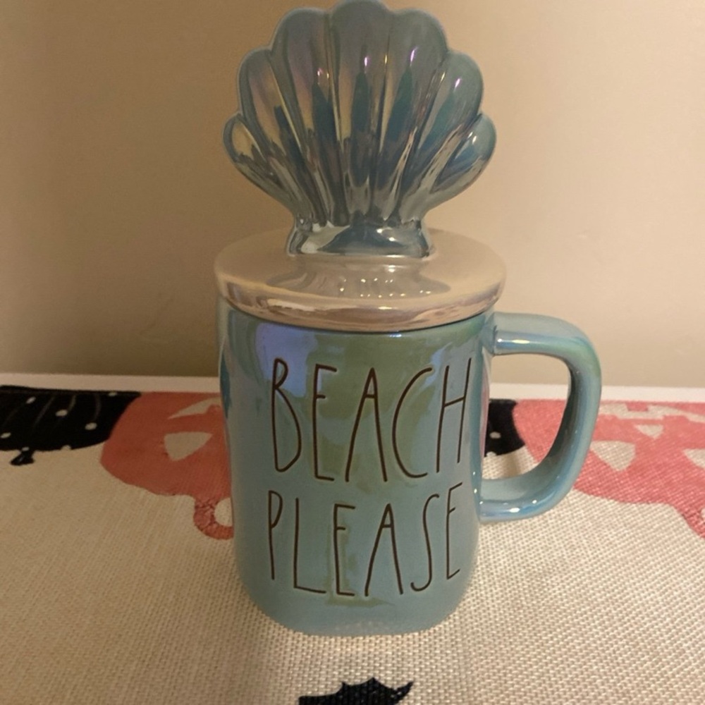 NWT Rae Dunn Beach Please Mug With Sea Shell Topper